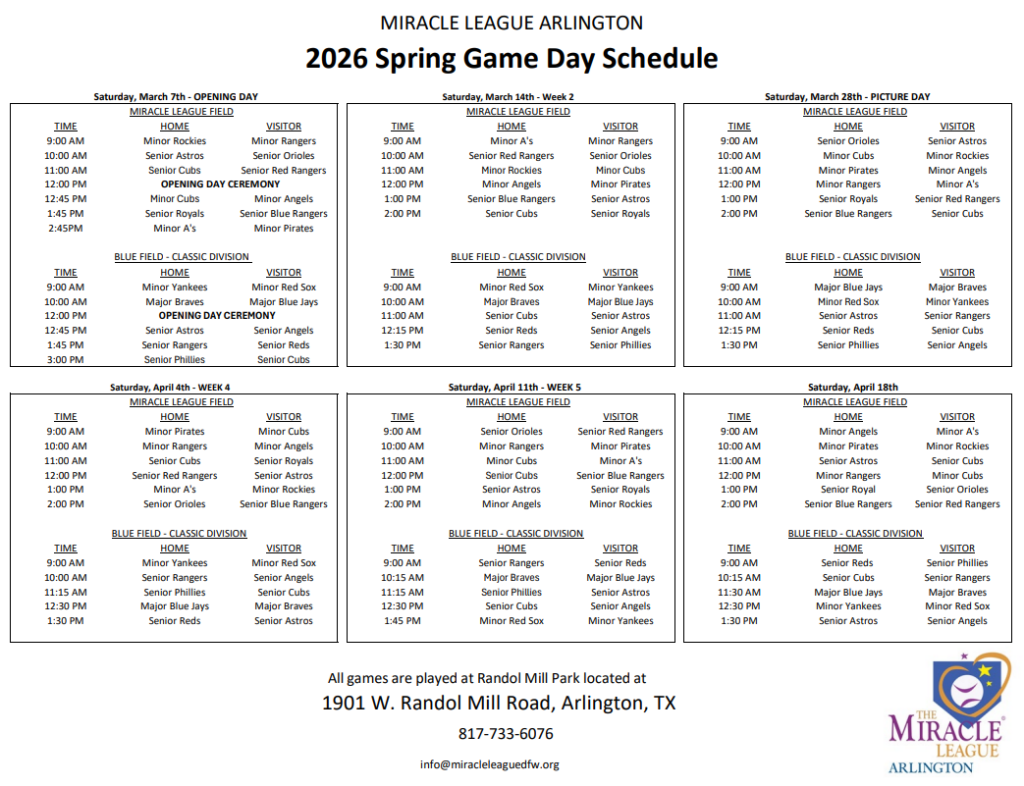 MLDFW spring schedule